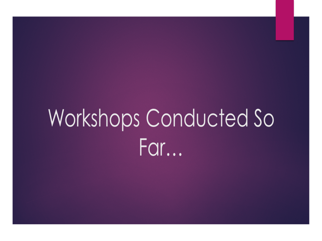 Workshops Conducted So Far